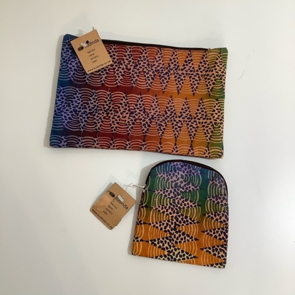 Kudinda safari print 2 zippered pouches NWT